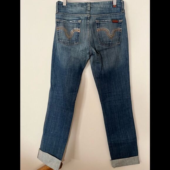 7 For All Mankind Kate dark blue straight leg jeans, great condition, size 26 - Picture 8 of 8